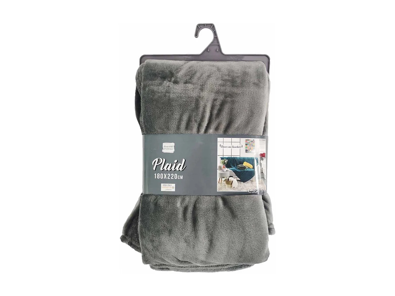 Plaid Uni en Flanelle "Flanou" 180x220cm Gris