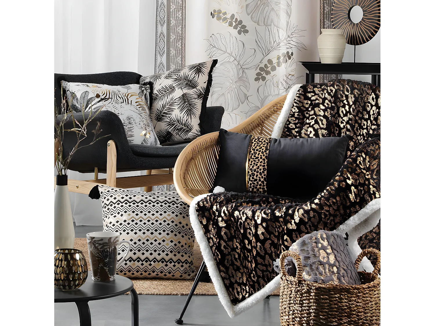 Plaid Imitation Fourrure "Safari" 125x150cm Naturel