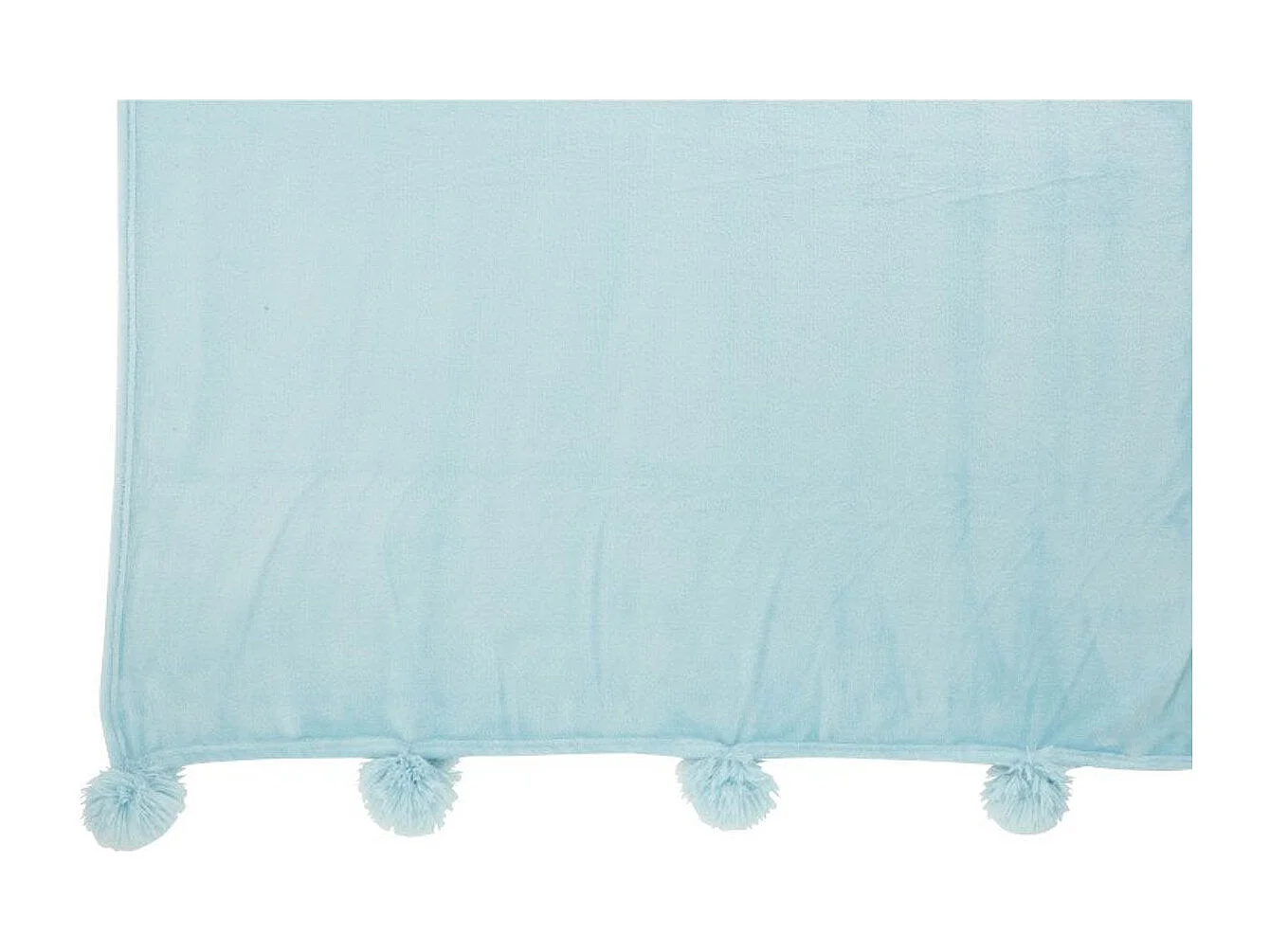 Plaid Déco à Pompons "Polyes" 130x170cm Bleu Ciel