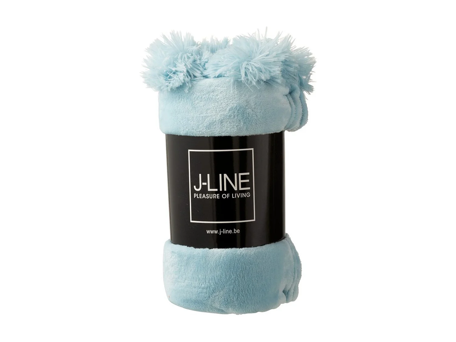 Plaid Déco à Pompons "Polyes" 130x170cm Bleu Ciel