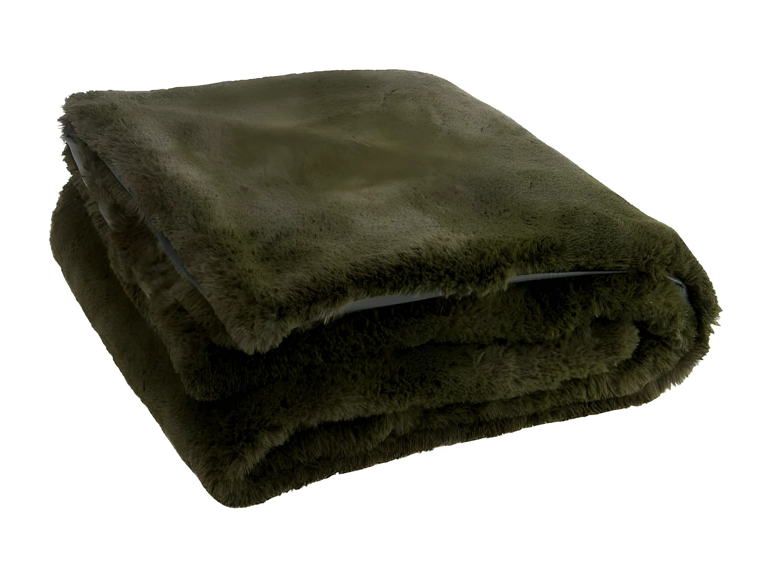 Plaid Imitation Fourrure "Cutie" 130x180cm Vert Kaki