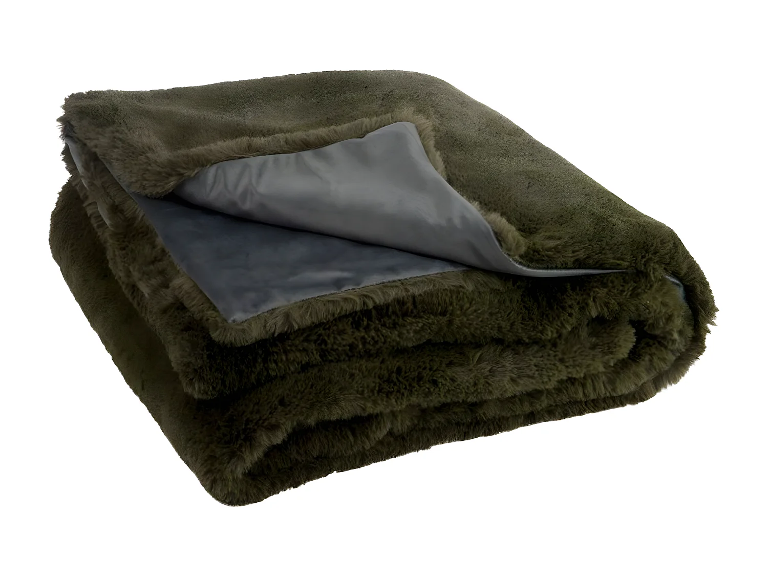 Plaid Imitation Fourrure "Cutie" 130x180cm Vert Kaki