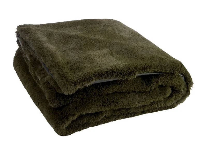 Plaid Imitation Fourrure "Cutie" 130x180cm Vert Kaki