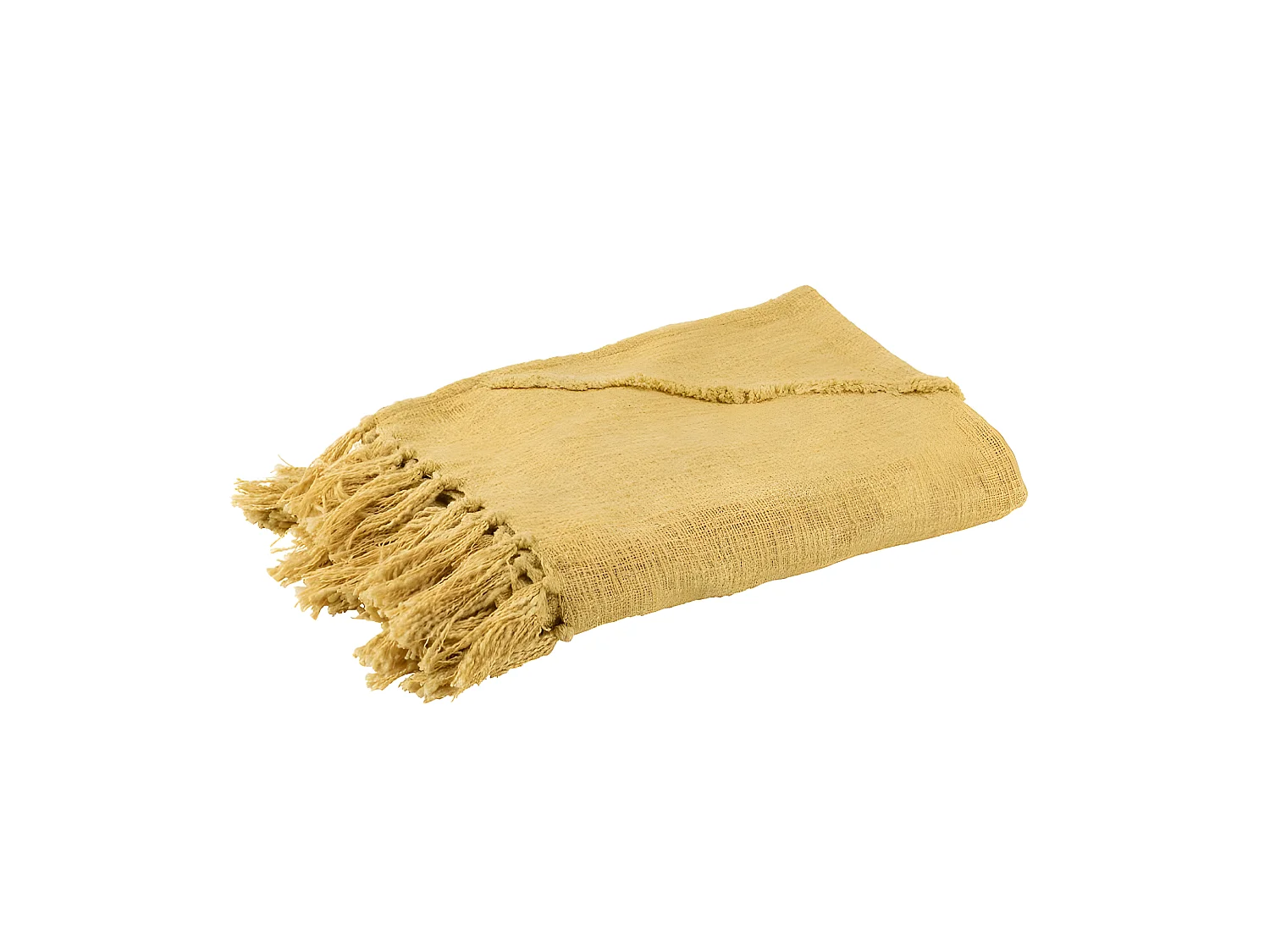 Jeté de Lit Pompons "Amalia" 56x190cm Moutarde
