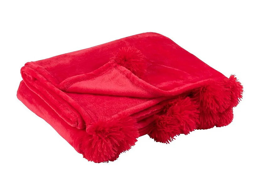 Plaid Déco à Pompons "Polyes" 130x170cm Fuschia