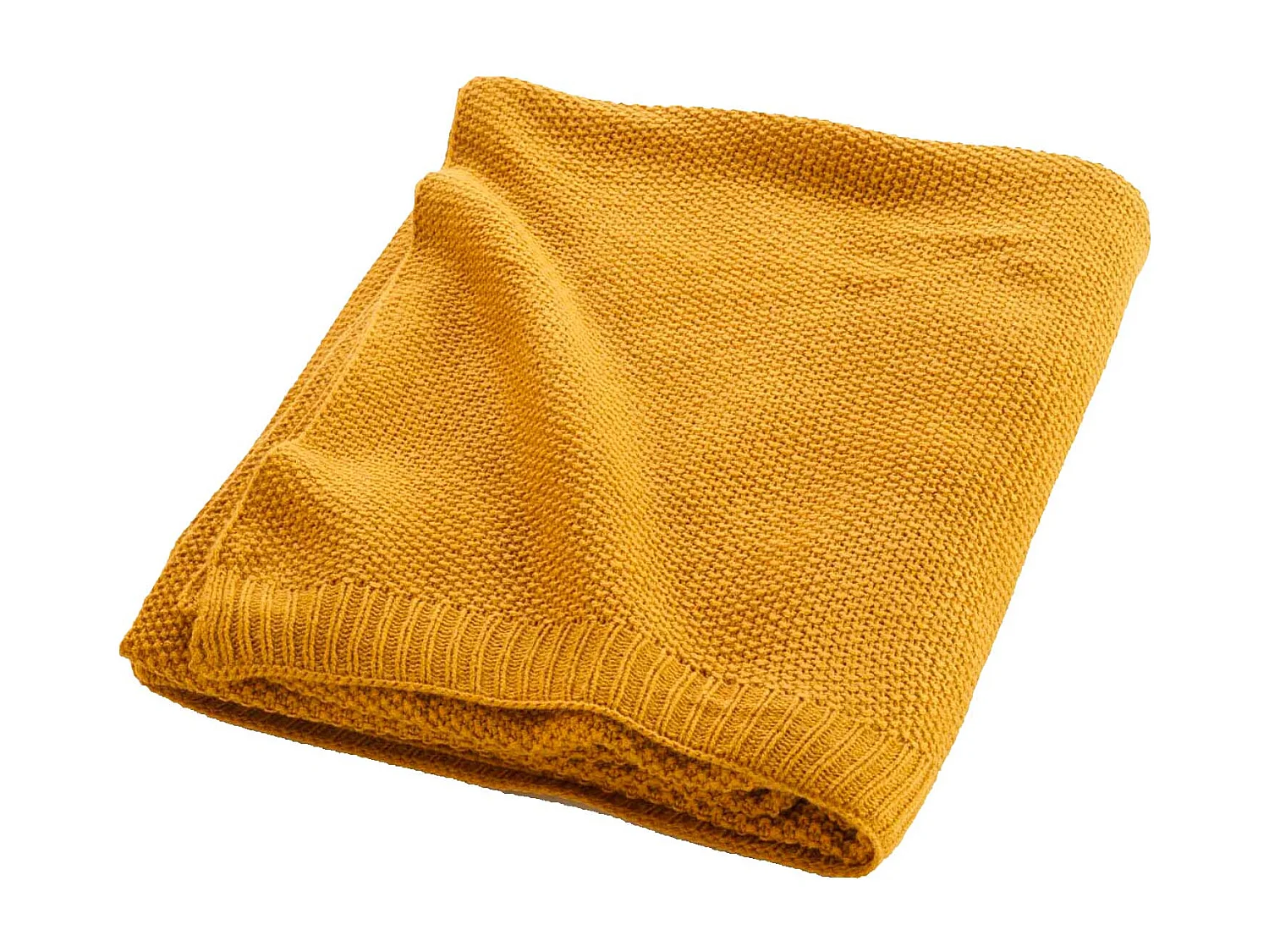 Plaid Déco Uni "Tricotine" 125x150cm Ocre