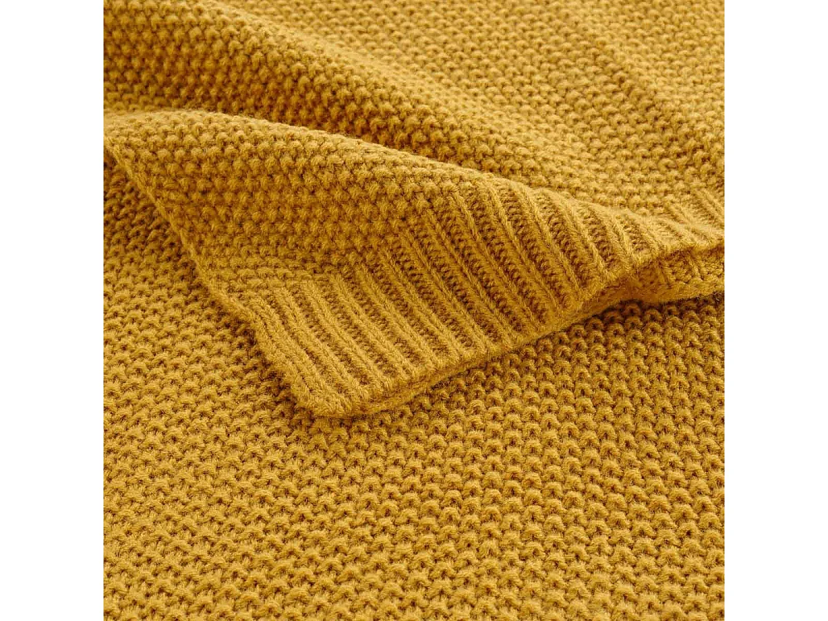 Plaid Déco Uni "Tricotine" 125x150cm Ocre