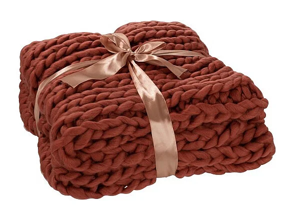 Plaid Déco Maille "Tricoté" 127x152cm Rouge