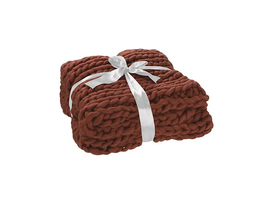 Plaid Déco Maille "Tricoté" 127x152cm Rouge