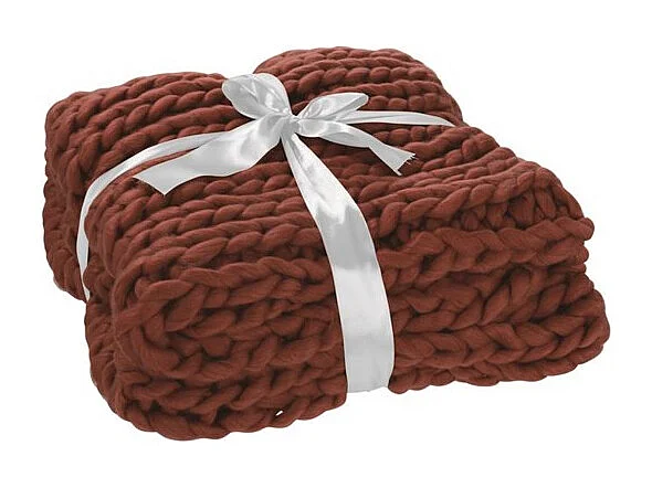 Plaid Déco Maille "Tricoté" 127x152cm Rouge