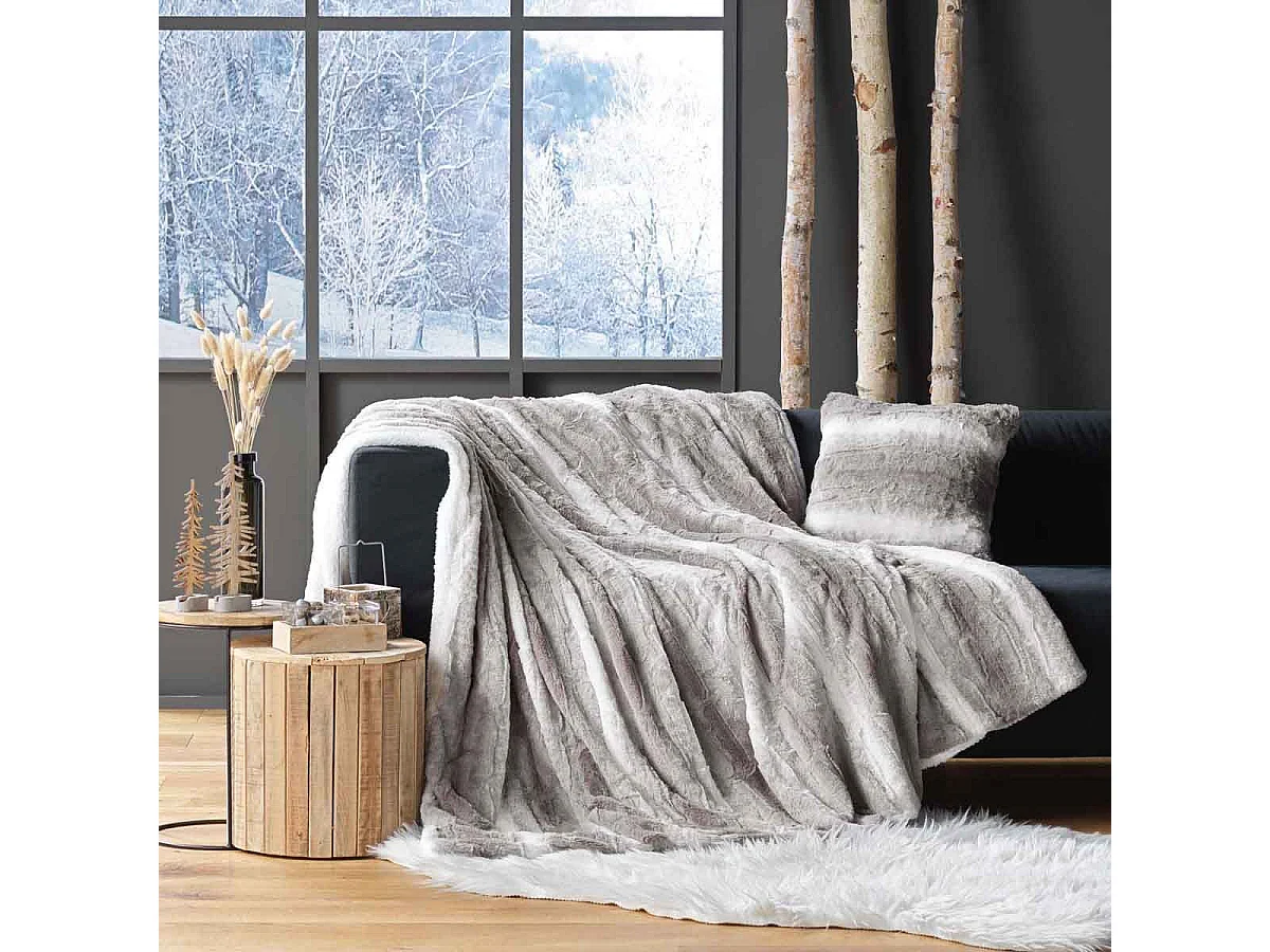 Plaid Imitation Fourrure "Sven" 125x150cm Naturel