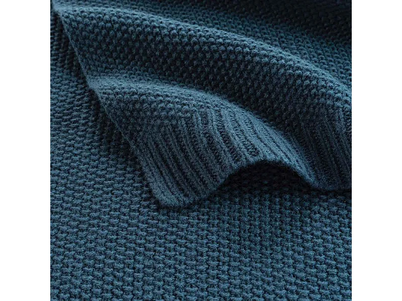 Plaid Déco Uni "Tricotine" 125x150cm Bleu