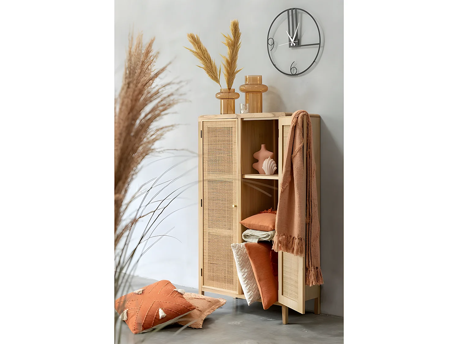 Jeté de Lit Pompons "Amalia" 56x190cm Corail