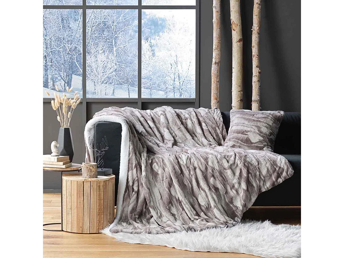 Plaid Imitation Fourrure "Caribou" 125x150cm Naturel