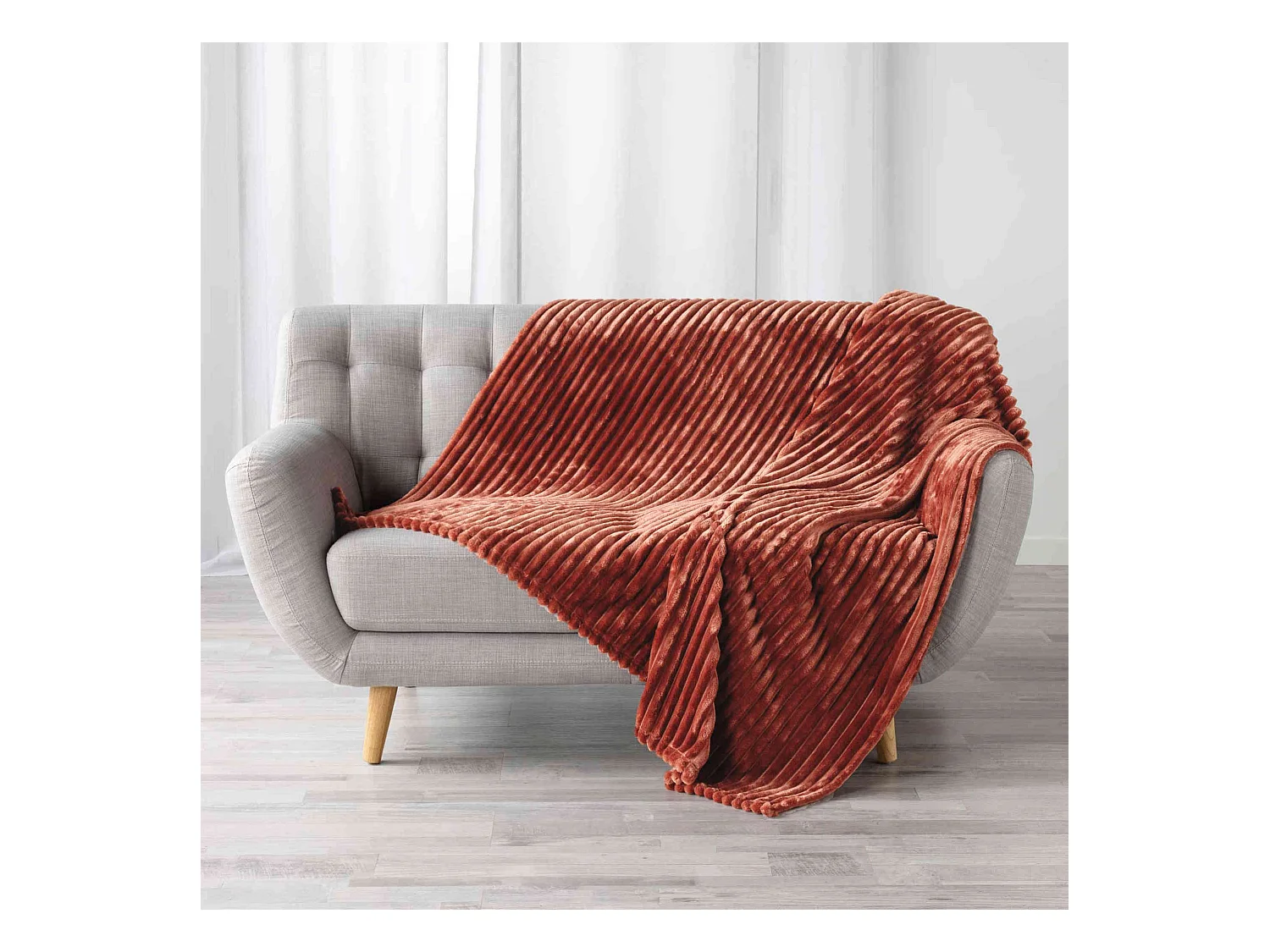 Plaid Flanelle Uni "Kalie" 125x150cm Rose