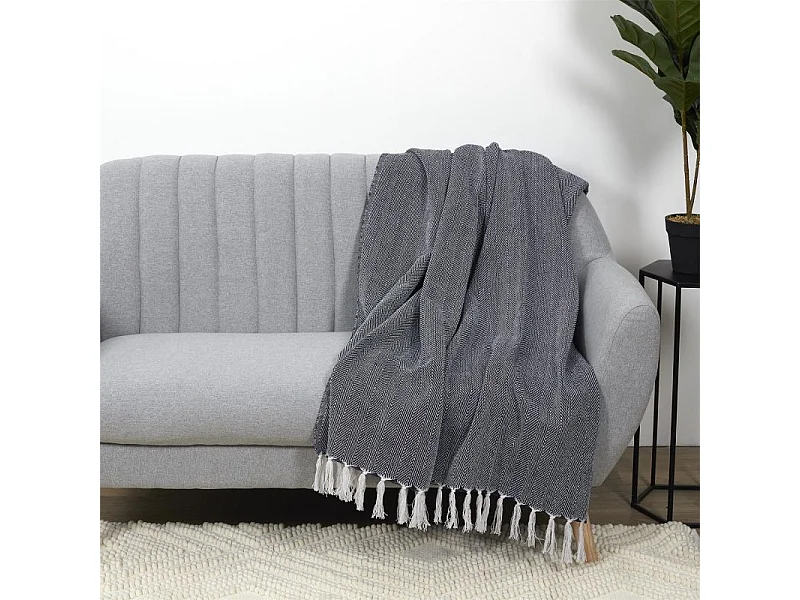 Plaid Jacquard "Nema" 125x150cm Bleu Marine