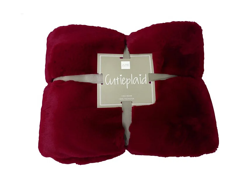 Plaid Imitation Fourrure "Cutie" 130x180cm Bordeaux