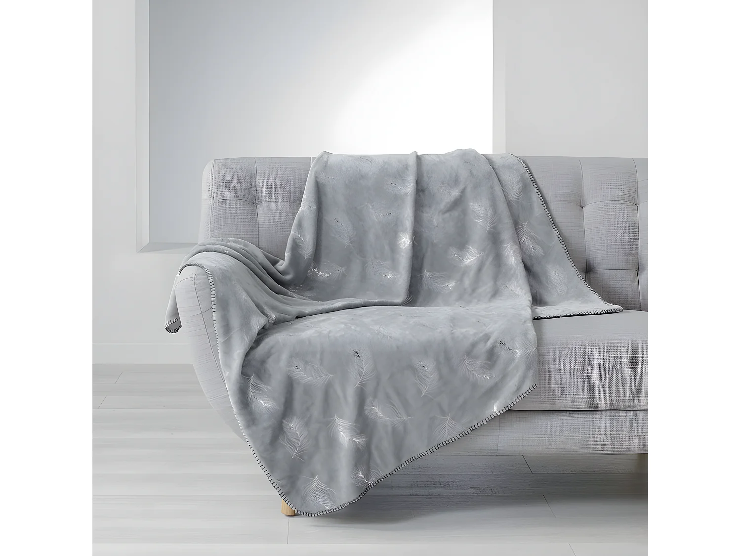 Plaid Imprimé Métallisé "Sensalia" 125x150cm Gris