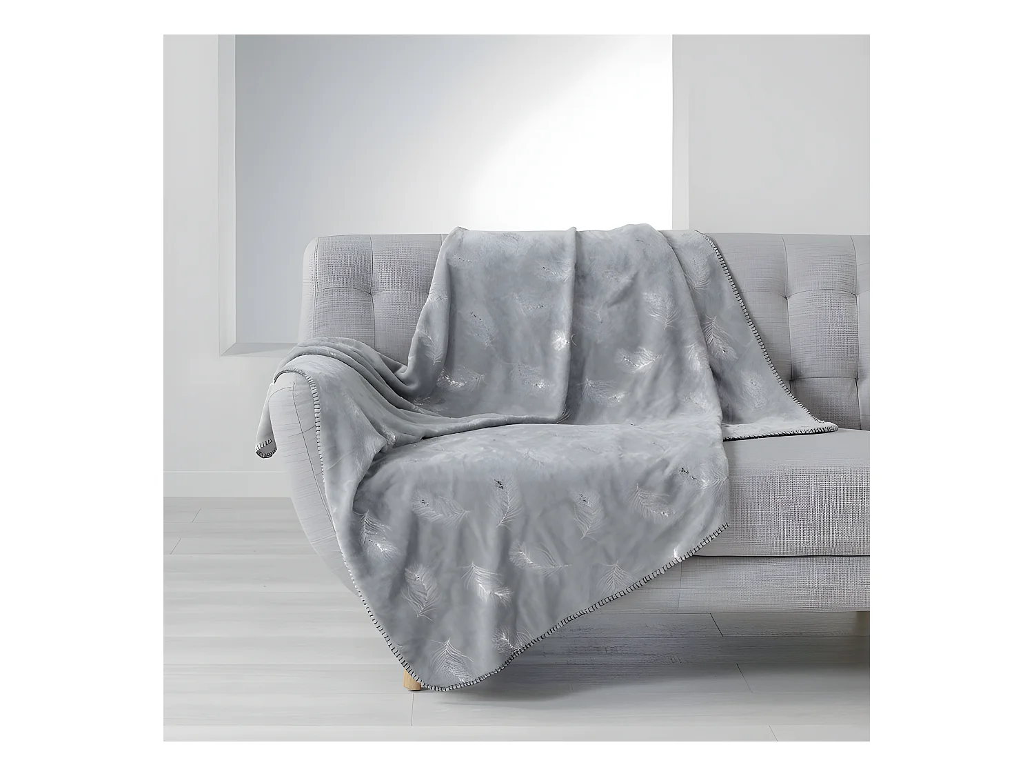 Plaid Imprimé Métallisé "Sensalia" 125x150cm Gris