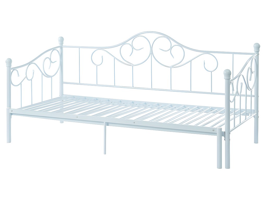 Cama banco extensible 2 x 90 x 200 o 180 x 200 cm metal blanco con