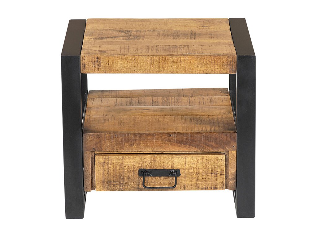 Mesa de noche HARLEM -1 cajón - Madera de mango y metal