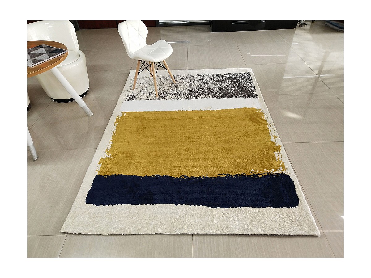 Alfombra CAMDEN - Poliéster - 160x230cm mostaza, azul, gris