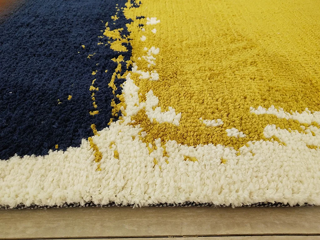 Tapis - 160 x 230 cm - moutarde, bleu marine, gris - CAMDEN