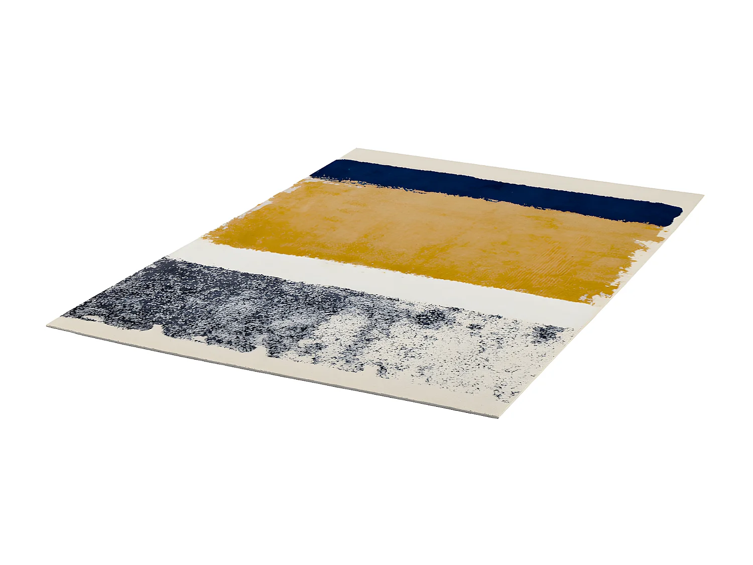 Tapis - 160 x 230 cm - moutarde, bleu marine, gris - CAMDEN