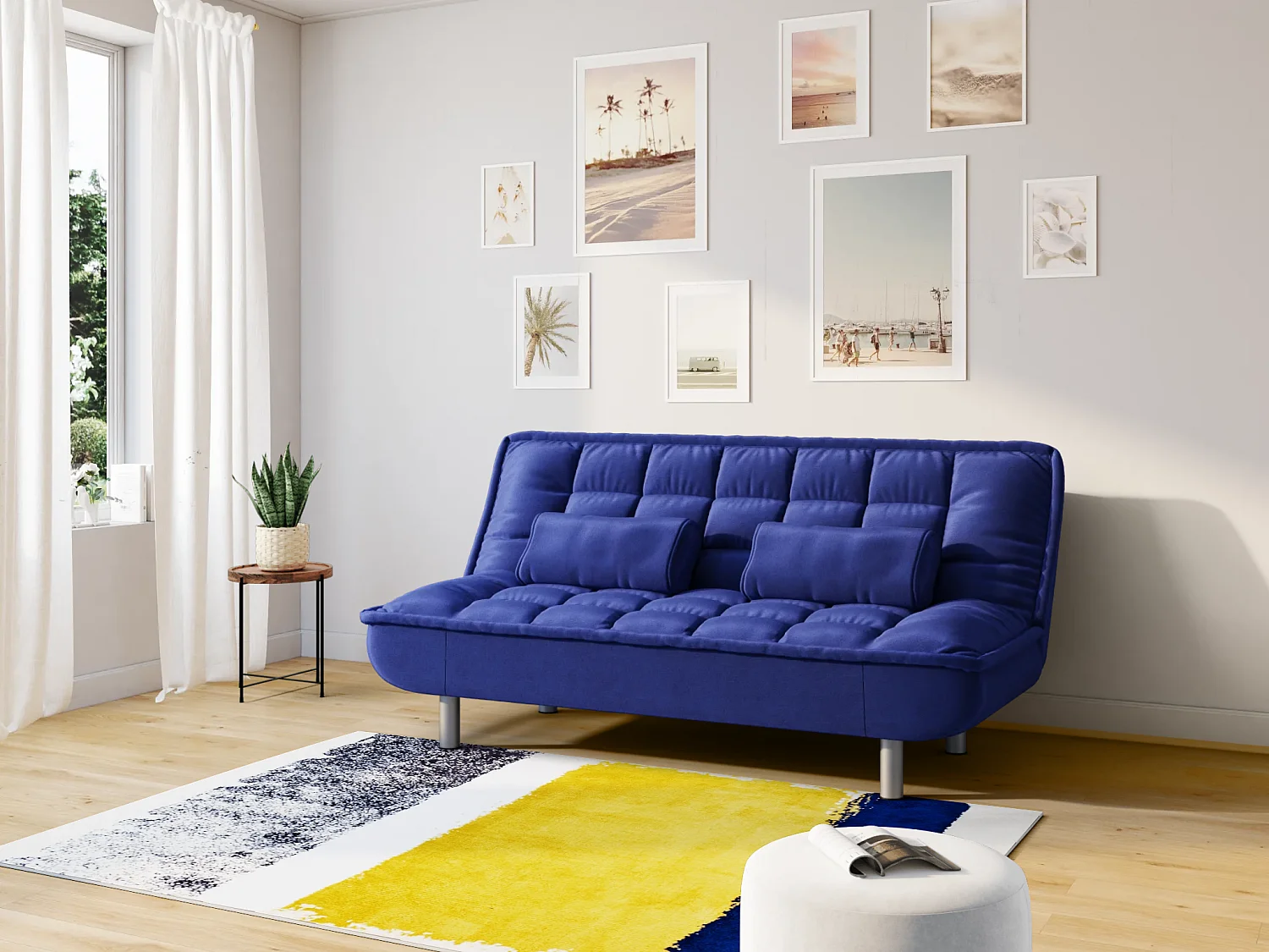 Tapis - 160 x 230 cm - moutarde, bleu marine, gris - CAMDEN