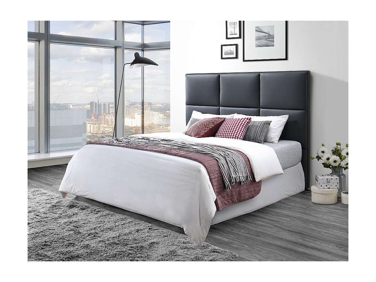 Cabecero de cama 200 cm TANIA - Piel sintética gris sílex