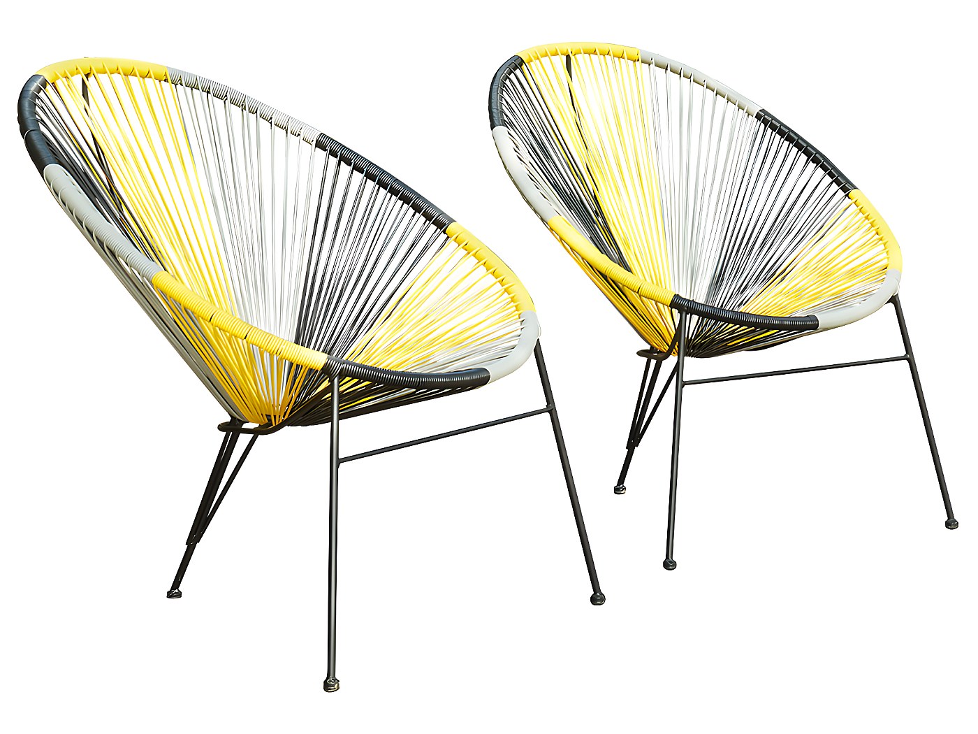 Lot 2 chaises jardin fils acapulco ALIOS jaune gris noir