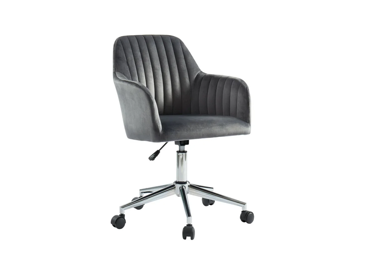 Silla de escritorio - Terciopelo - Gris - Altura ajustable - ELEANA