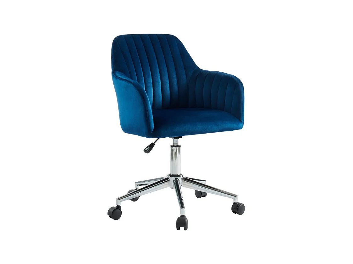 Bureaustoel ELEANA - Fluweel - Verstelbare hoogte - Blauw