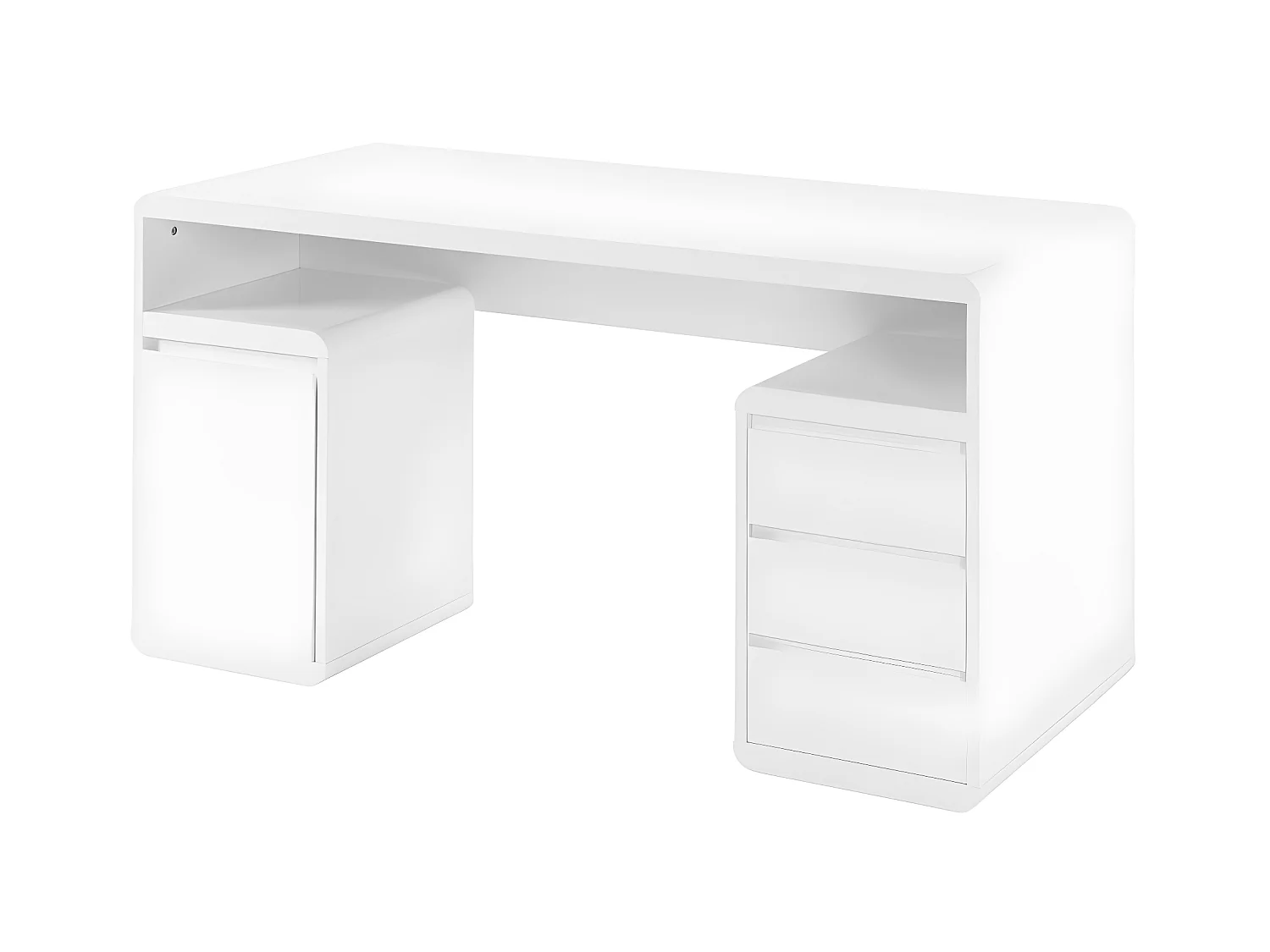 Escritorio con compartimentos SERGUEI - MDF lacado blanco