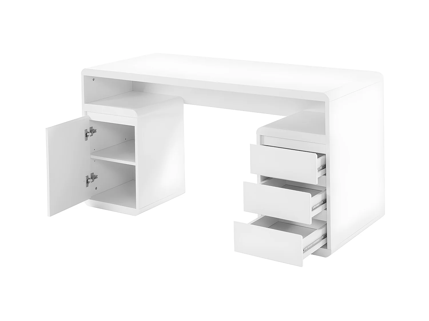 Escritorio con compartimentos SERGUEI - MDF lacado blanco