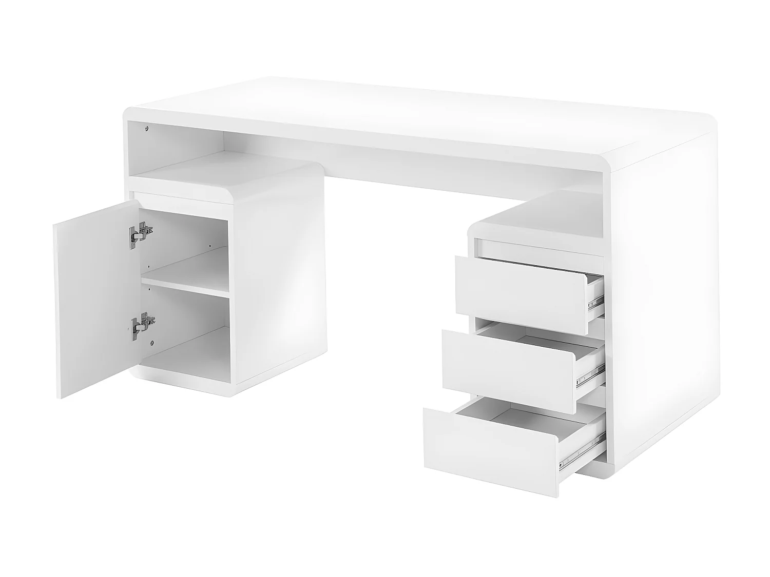 Bureau avec rangements SERGUEI - MDF laqué blanc