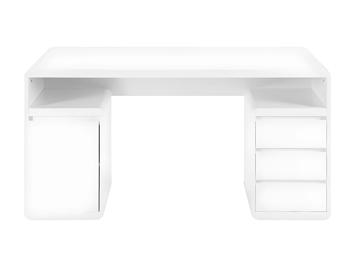 Bureau avec rangements SERGUEI - MDF laqué blanc