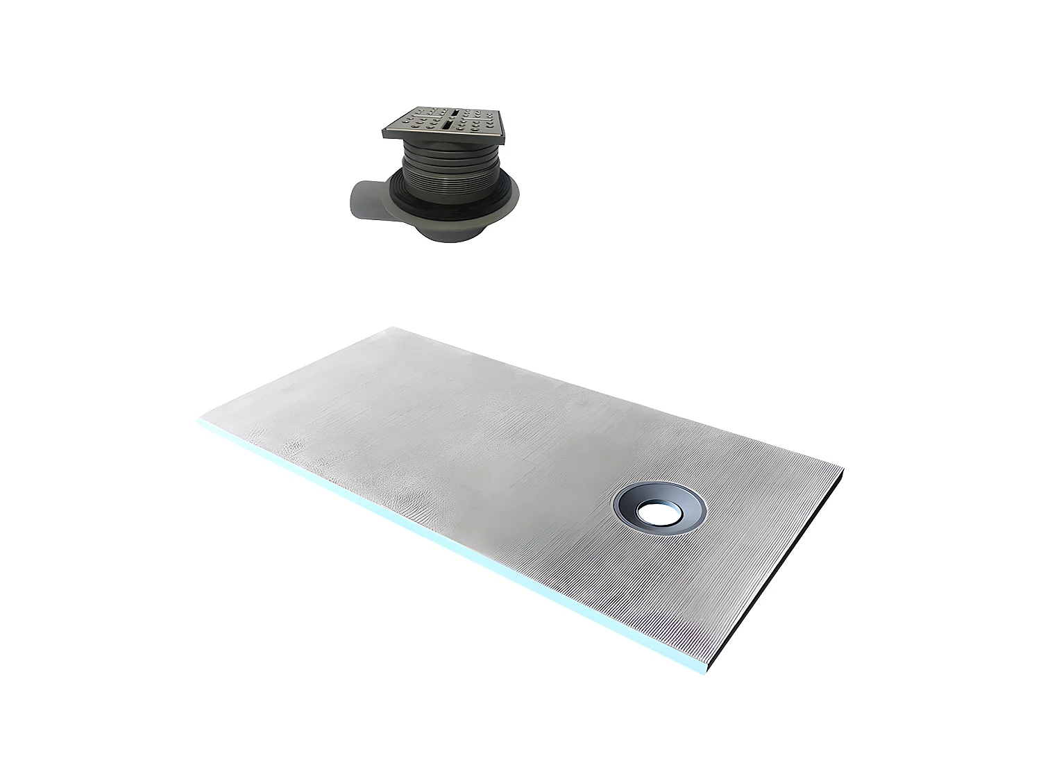 Receveur à carreler en polystyrène extrudé re-découplable avec siphon - 180 x 90 x 4 cm - DELOS