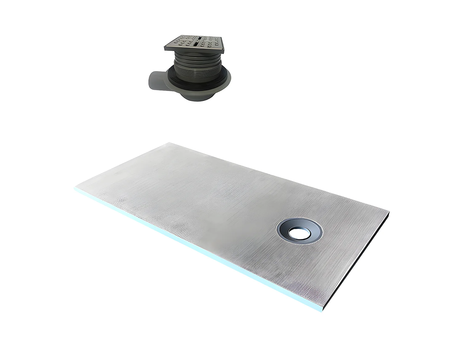 Duschtasse zum Selbstgestalten - nachschneidbar - extrudiertes Polystyrol - mit Siphon - 180 x 90 x 4 cm - DELOS