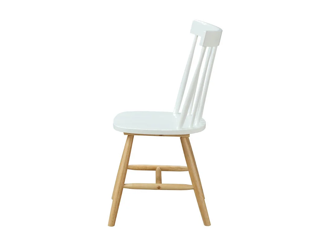 Lotto di 2 sedie in Legno di Hevea Bianco laccato e Naturale stile scandinavo - ELVINE