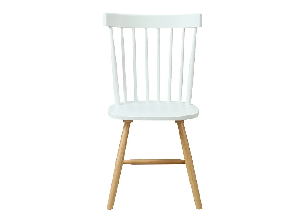 Lotto di 2 sedie in Legno di Hevea Bianco laccato e Naturale stile scandinavo - ELVINE