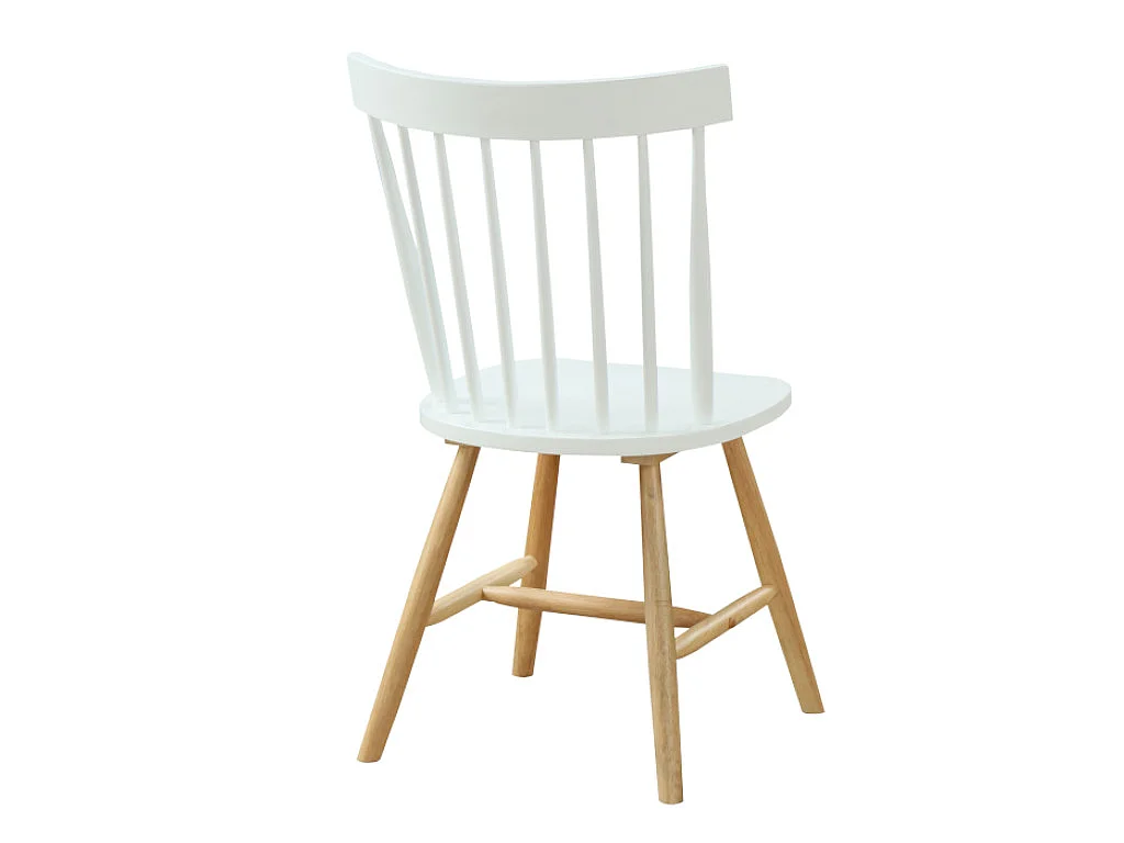 Lotto di 2 sedie in Legno di Hevea Bianco laccato e Naturale stile scandinavo - ELVINE