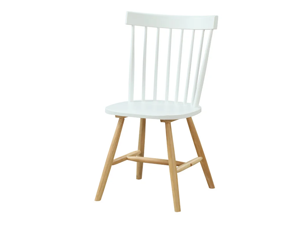 Lotto di 2 sedie in Legno di Hevea Bianco laccato e Naturale stile scandinavo - ELVINE