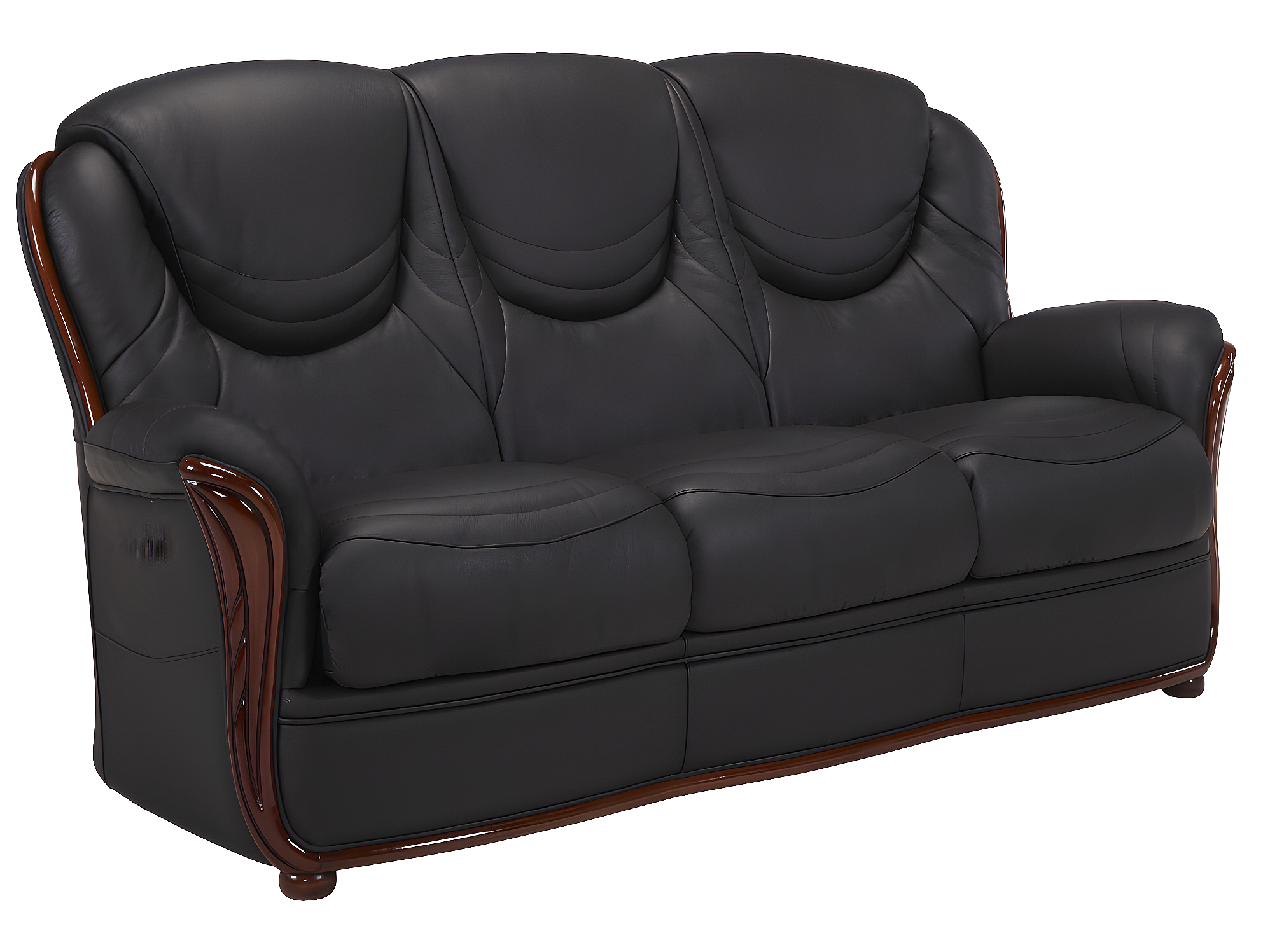 Sofá 3+1 plazas 100 piel de búfalo ADELAIDE Negro