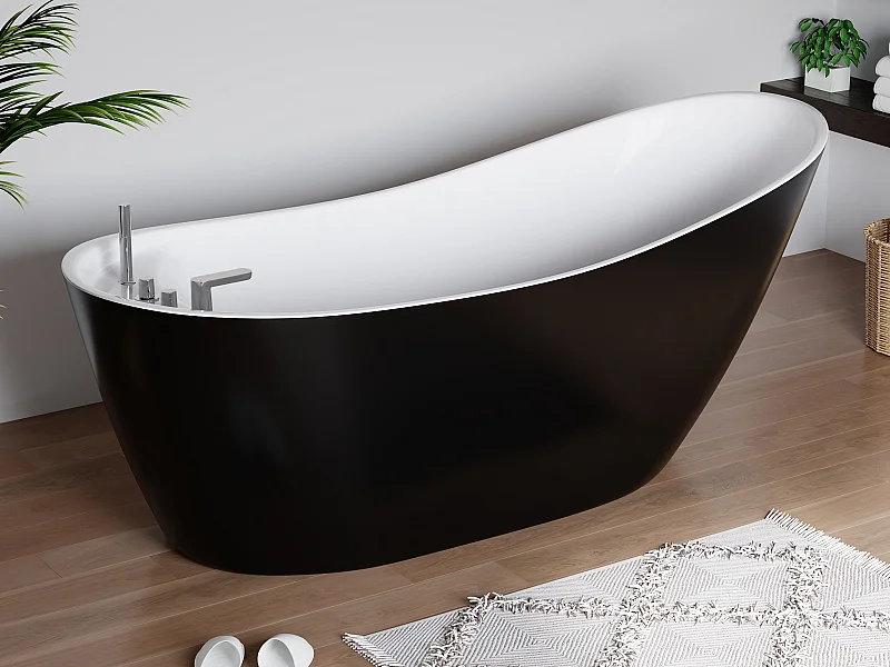 Freistehende Badewanne - 170 x 75 x 73 cm - 282 L - Schwarz - NATALIA