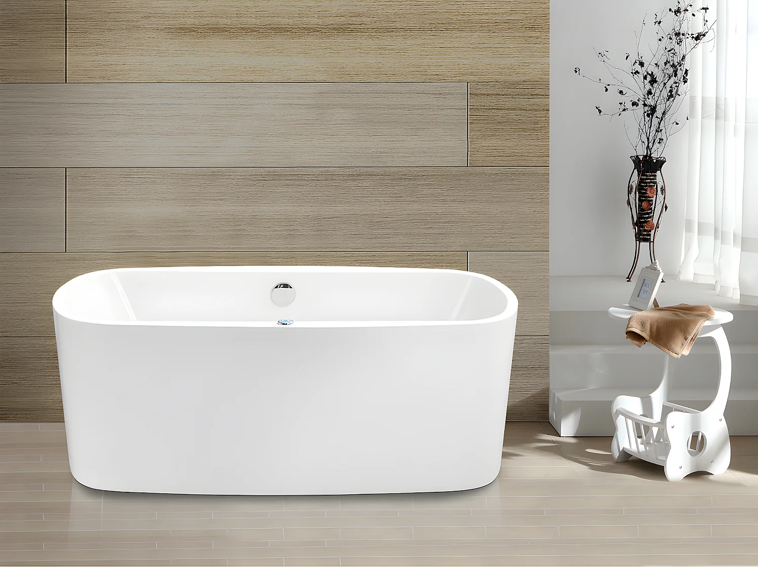 Baignoire balnéo à leds SIRGAO - 1 place - 155L - 150*75 cm - Blanche
