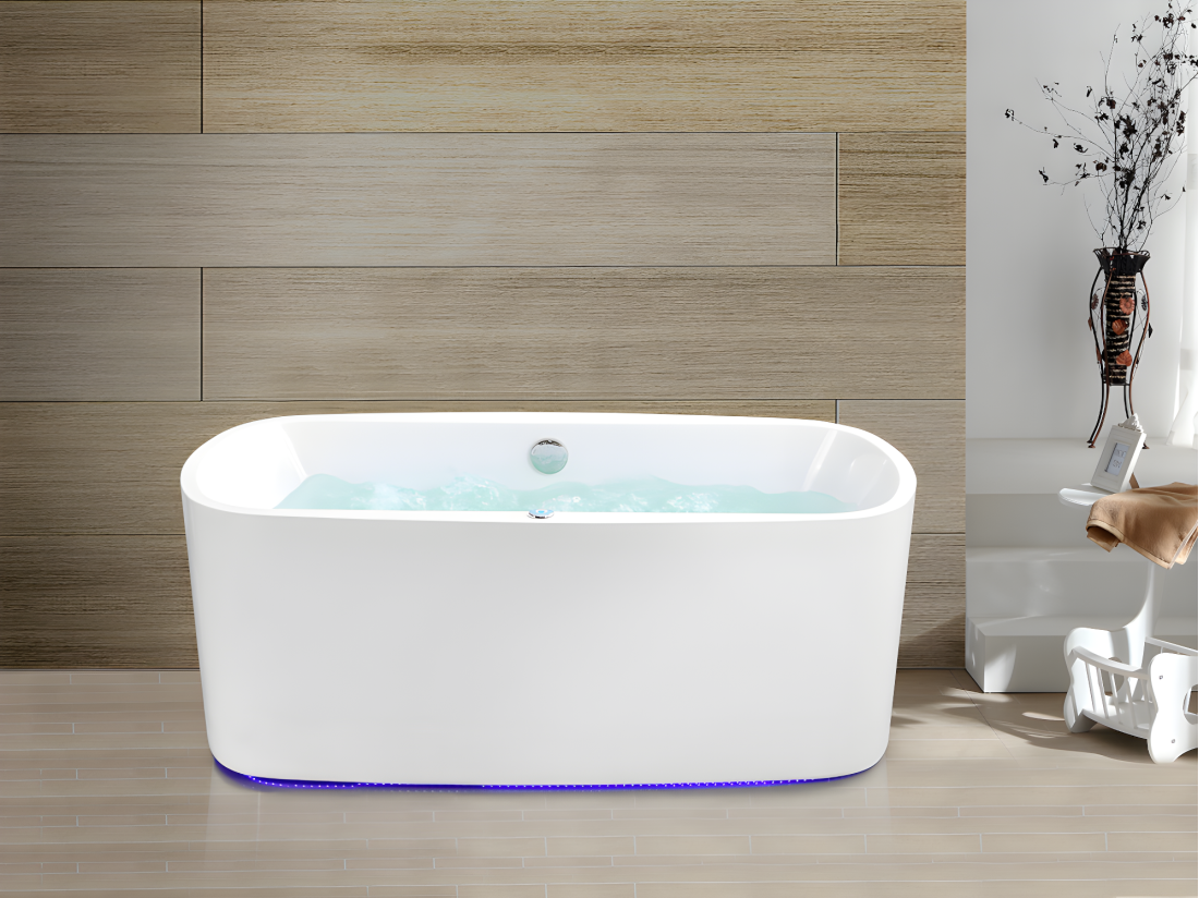 vente unique Baignoire balnéo à leds SIRGAO - 1 place - 155L - 150*75 cm - Blanche