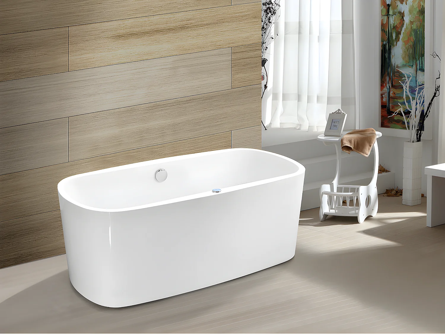 Baignoire balnéo à leds SIRGAO - 1 place - 155L - 150*75 cm - Blanche