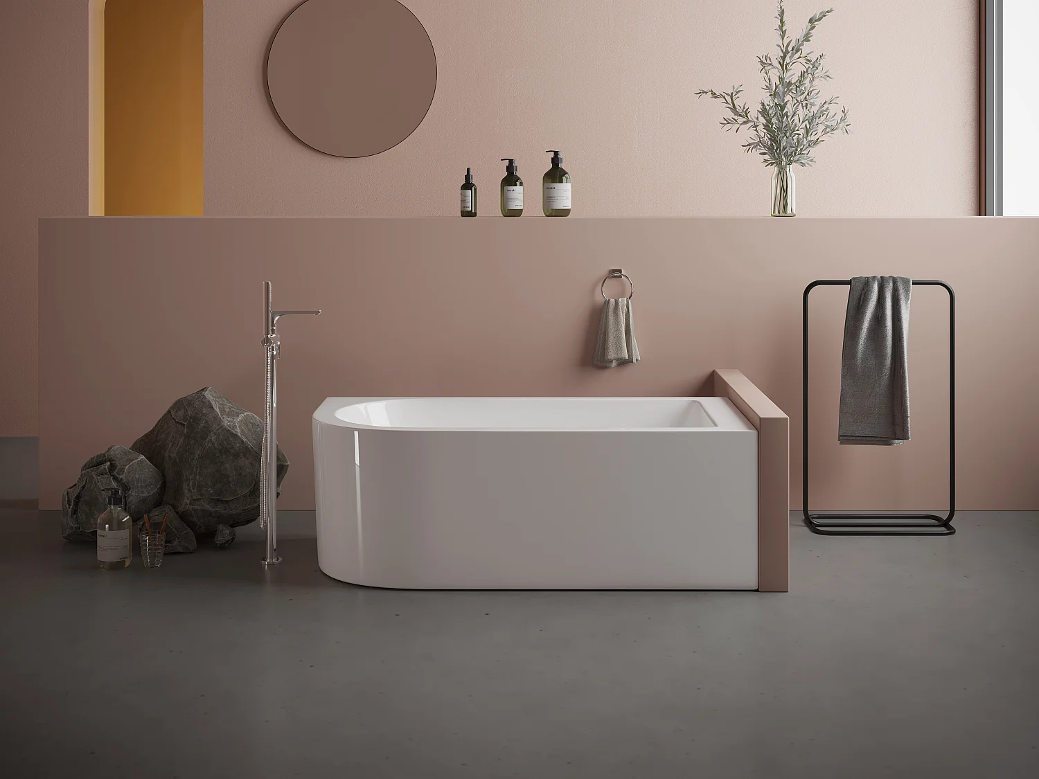 Bañera rinconera - 240L - 170x75x58 cm - blanco - Ángulo derecho - ANIKA