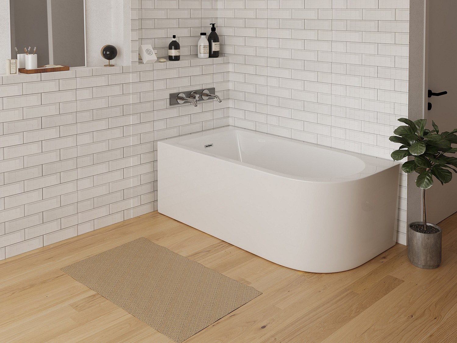 Vente-unique Eckbadewanne Links 170 X 75 X 58 Cm Acryl Weiß 240 L Anika